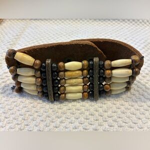 Men's Beaded Leather Bracelet